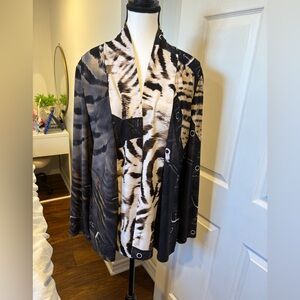 Frank Lyman Animal Print Open Cardigan Jacket | Size 14 | Made in Canada